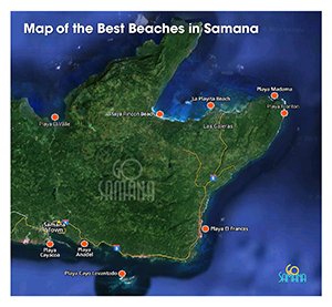 Map of the Best Beaches in Samana to Discover during your Vacation in Dominican Republic.